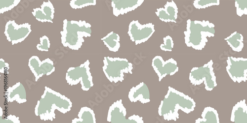 Romantic Dusty Rose and Sage Green Heart Pattern, Shabby Chic Animal Print, Pastel Abstract Botanical Vibes