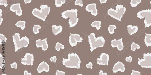 Abstract Heart Leopard Pattern in Neutral Nude and Latte Tones, Minimalist Boho Animal Print Background