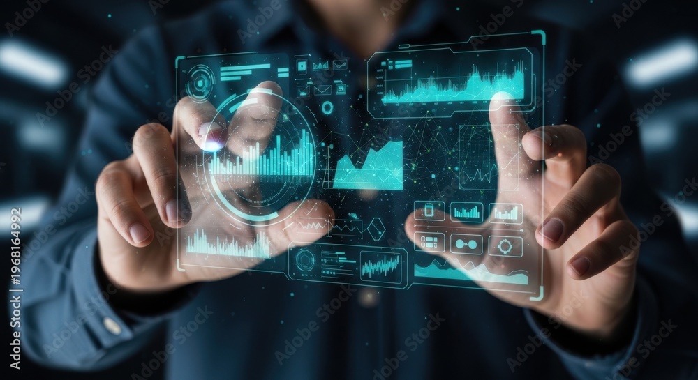 Fototapeta premium Close-up of futuristic UI interactions 