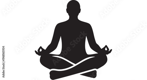 Meditation Lotus Pose Zen Sitting Position - Black Filled Icon Vector