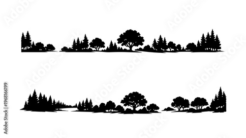 Forest Tree Silhouette Set Landscape Collection Isolated