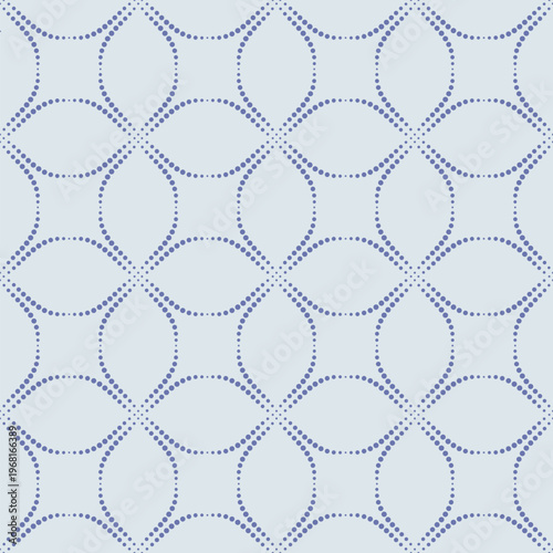 Vector geometric seamless pattern. Dotted petals ornament. Modern stylish texture. Lattice pattern. Color vector background.