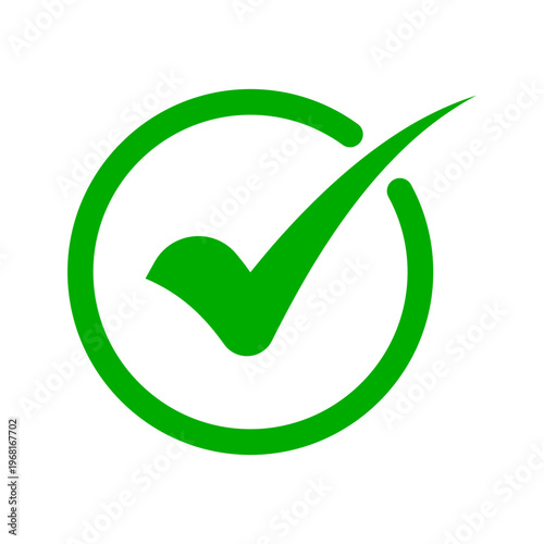 Green checkmark icon within a circular outline, indicating completion, acceptance, and positive confirmation.