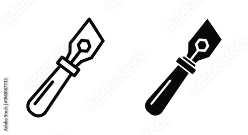 Putty knife icon set, spatula tool for construction and repair work, vector illustration
