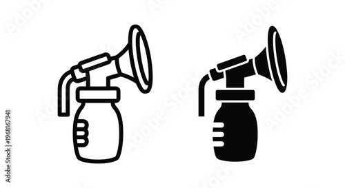 Breast pump icon set manual breast pump for breastfeeding mothers vector illustration