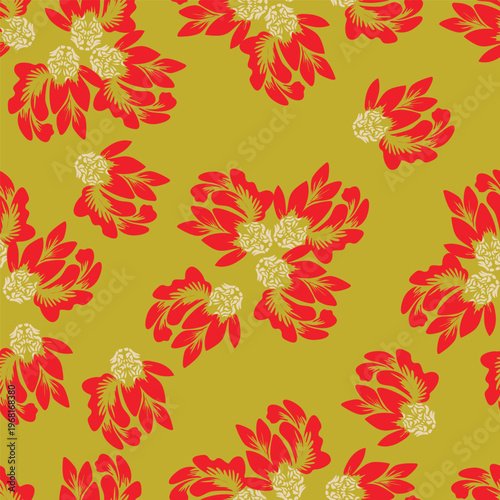 Cute seamless pattern with decorative flowers and leaves can be used for wallpapers, surface textures, textile,linen, kids cloth, pattern fills, page backgrounds and more designs