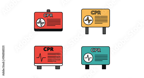CPR Board Line art vector set abstract clean illustration