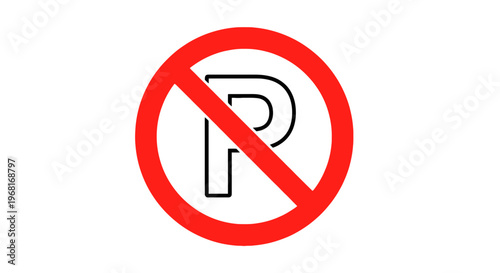 A white background with a red circle and a black "P" symbol crossed out