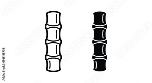 Bamboo stalk icon set, vector illustration of bamboo stem, simple flat design of bamboo segments