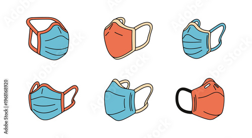 CPR Mask Line art vector set abstract illustration design
