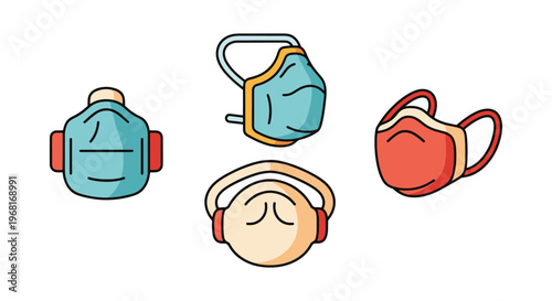 CPR Mask Line art vector set abstract minimal pattern illustration