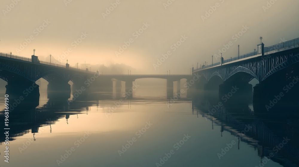 custom made wallpaper toronto digitalMisty morning bridges over river