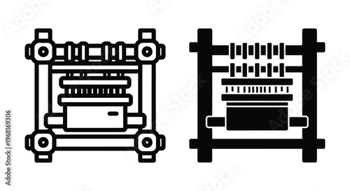 Weaving loom icon set, simple style for web design