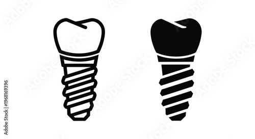 Dental implant icon set, vector illustration of tooth implant, dental restoration, prosthetic tooth, dental care concept