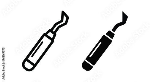 Dental scaler icon set, professional tool for teeth cleaning and oral hygiene, vector illustration