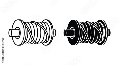 Spool of thread or wire icon set, vector illustration of a bobbin with wound material