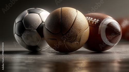 Wallpaper Mural Sports balls trio on smooth surface Torontodigital.ca