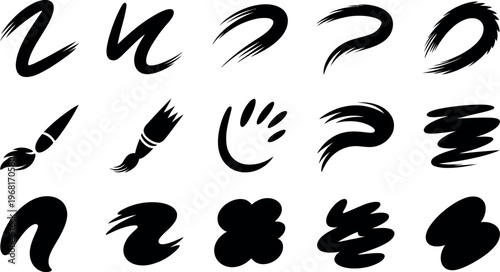 Creative handwritten brush stroke alphabets in artistic calligraphy style design