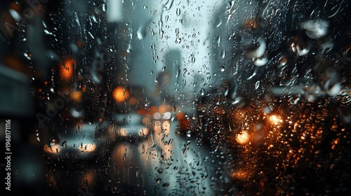 Wallpaper Mural Rainy city bokeh view urban textures Torontodigital.ca