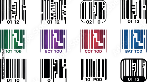 Various Barcode Symbols And Number Combinations For Digital Design Projects