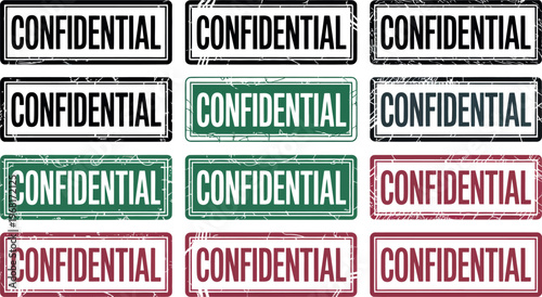 Collection of 'confidential' stamps in various colors and styles