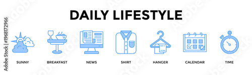 Daily Lifestyle Banner Web Icon Set Collection Pack Vector Illustration Concept For Blend Style Planning And Updates Into A Smooth Daily Lifestyle Flow
