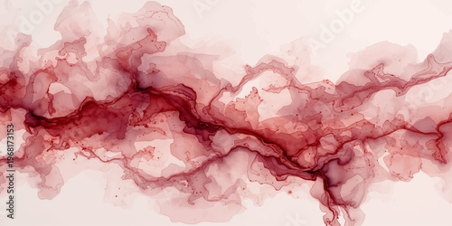 Tablou pe pânză Abstract watercolor painting of raw red meat textures with pink fat and white pa