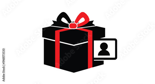 Gift box icon with user profile avatar symbol