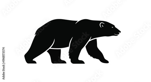 Black silhouette of a polar bear walking, vector illustration