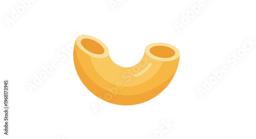 An inviting illustration of a single uncooked elbow macaroni pasta shell on a pristine white background, perfect for culinary and food-related