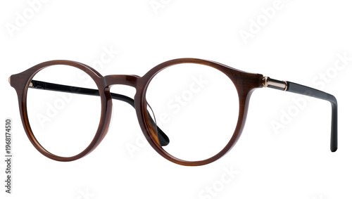 Cuadro en lienzo Stylish brown round frame eyeglasses with silver accents and subtle gradient len