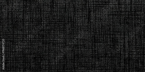 Seamless abstract binary code background design featuring a dark woven fiber texture and rough natural burlap material surface for a gray industrial backdrop