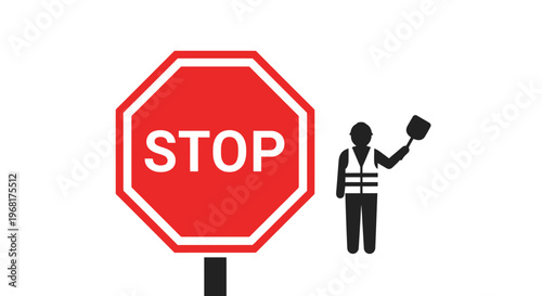 Stop Sign and Traffic Controller Illustration.