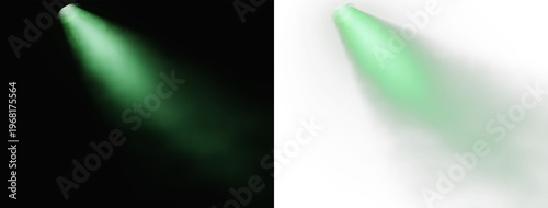 Fotografía green spotlight beam with realistic volumetric haze and soft light projection pn