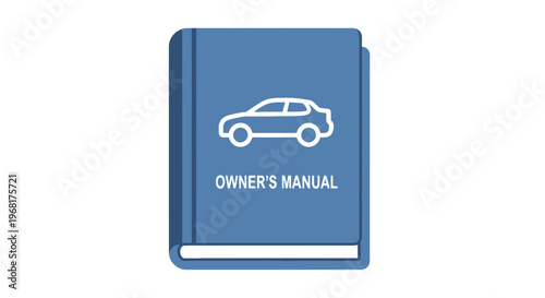 Blue book with car icon and "OWNER'S MANUAL" on the cover. A guide for vehicle owners