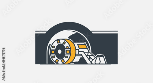 Stylized illustration of a futuristic robot with a large wheel.