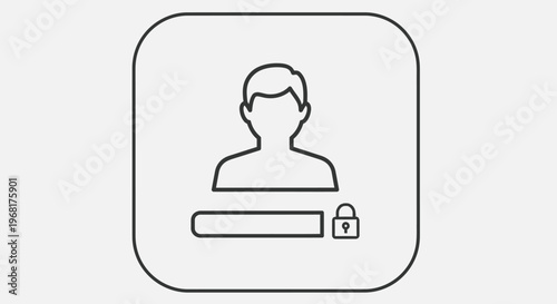 User Account Login Security Icon with Password Field and Lock.