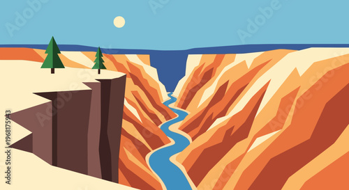 Vast Canyon Landscape with Winding River Below.