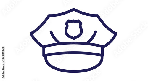 Stylized Outline of a Police Officers Cap Emblem.