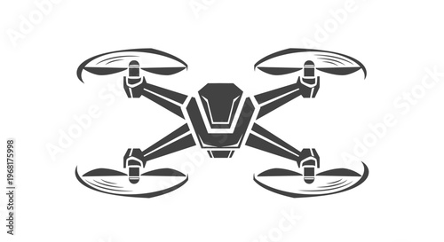 Stylized Silhouette of a Quadcopter Drone in Flight.