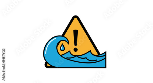 Warning Sign Alerting About Flood Danger And Rising Water Levels.