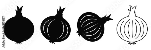 Onion Icon in Minimal Flat and Outline Vector Style for Food, Cooking, Grocery
 and Kitchen Design