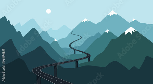 Winding Mountain Road Through Scenic Landscape.