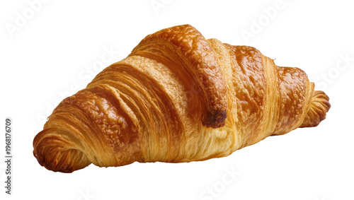 Foto Golden flaky croissant pastry with intricate layered texture, perfectly baked an