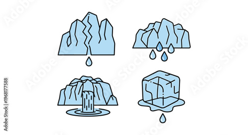 Glacier Melt Line art vector simple shape abstract
