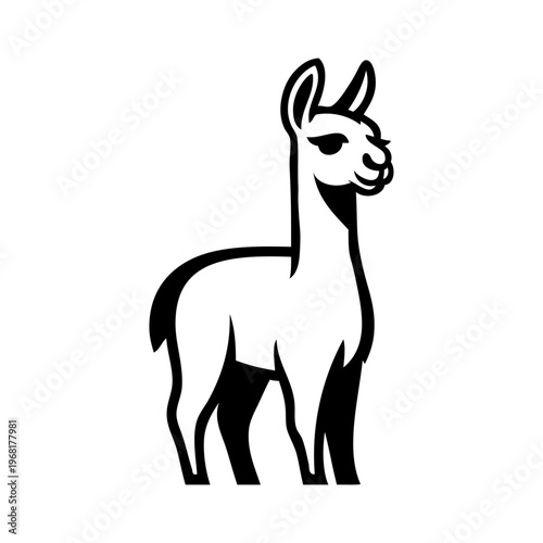 Logotipo con dibujo sencillo con líneas de una llama andina de perfil