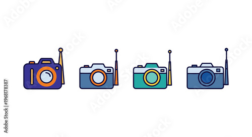 Camera antenna Line art vector flat abstract colorful illustration