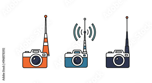 Camera antenna Line art vector simple abstract illustration