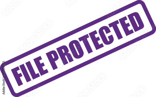 Vector stamp "file protected" with purple rectangular stamp with