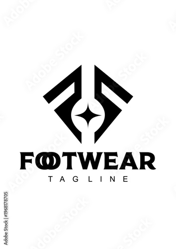 Modern minimalist vector Bold black geometric logo designed for footwear and sneaker brands
